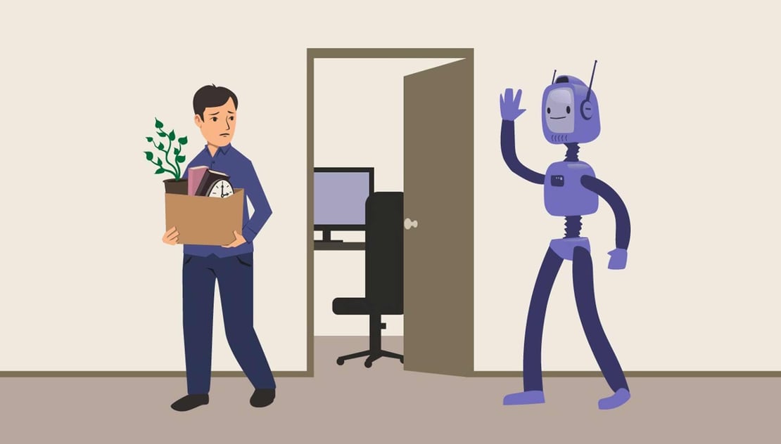 Robot replacing Human Resources Professional.